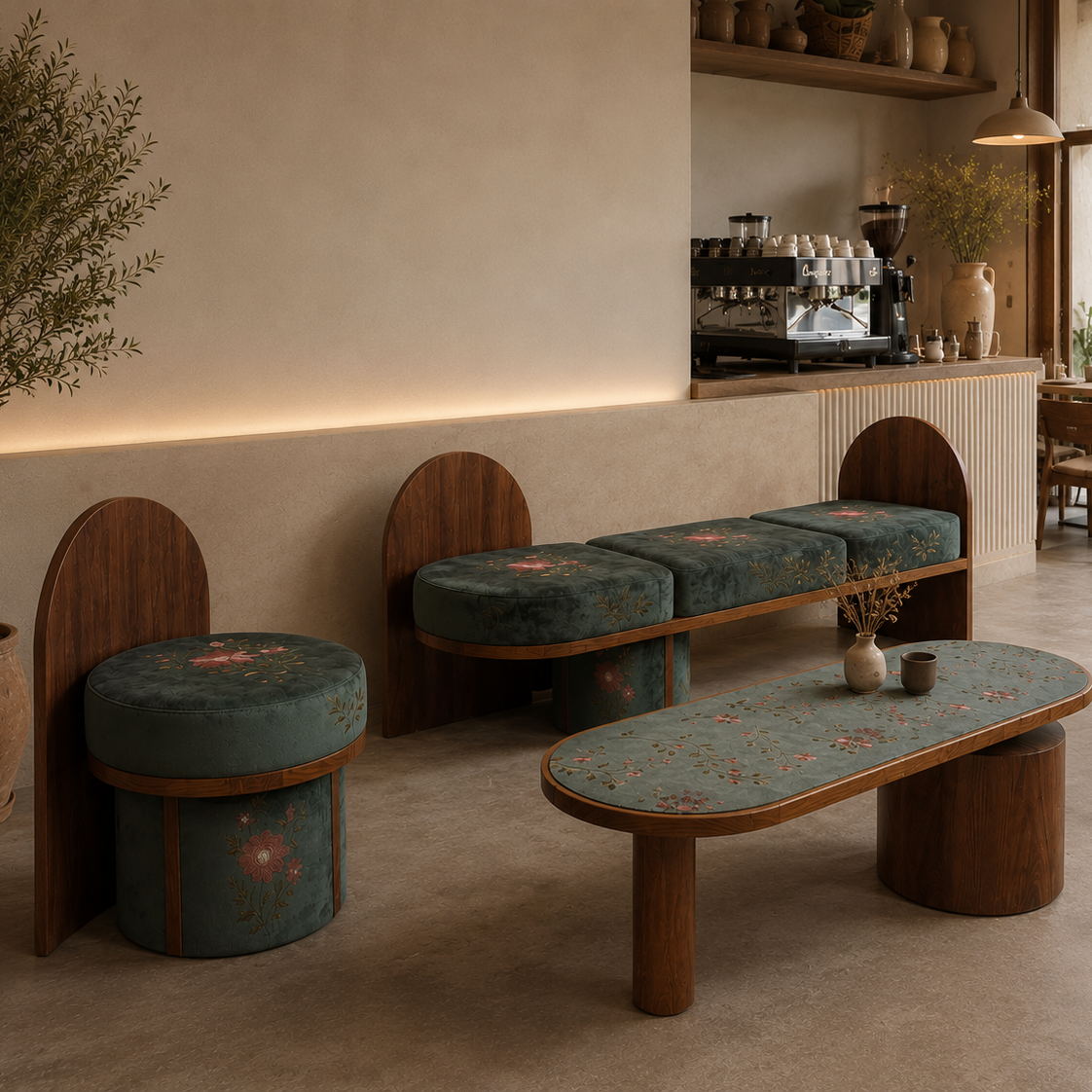 SAREF berjer & bench & sehpa SET