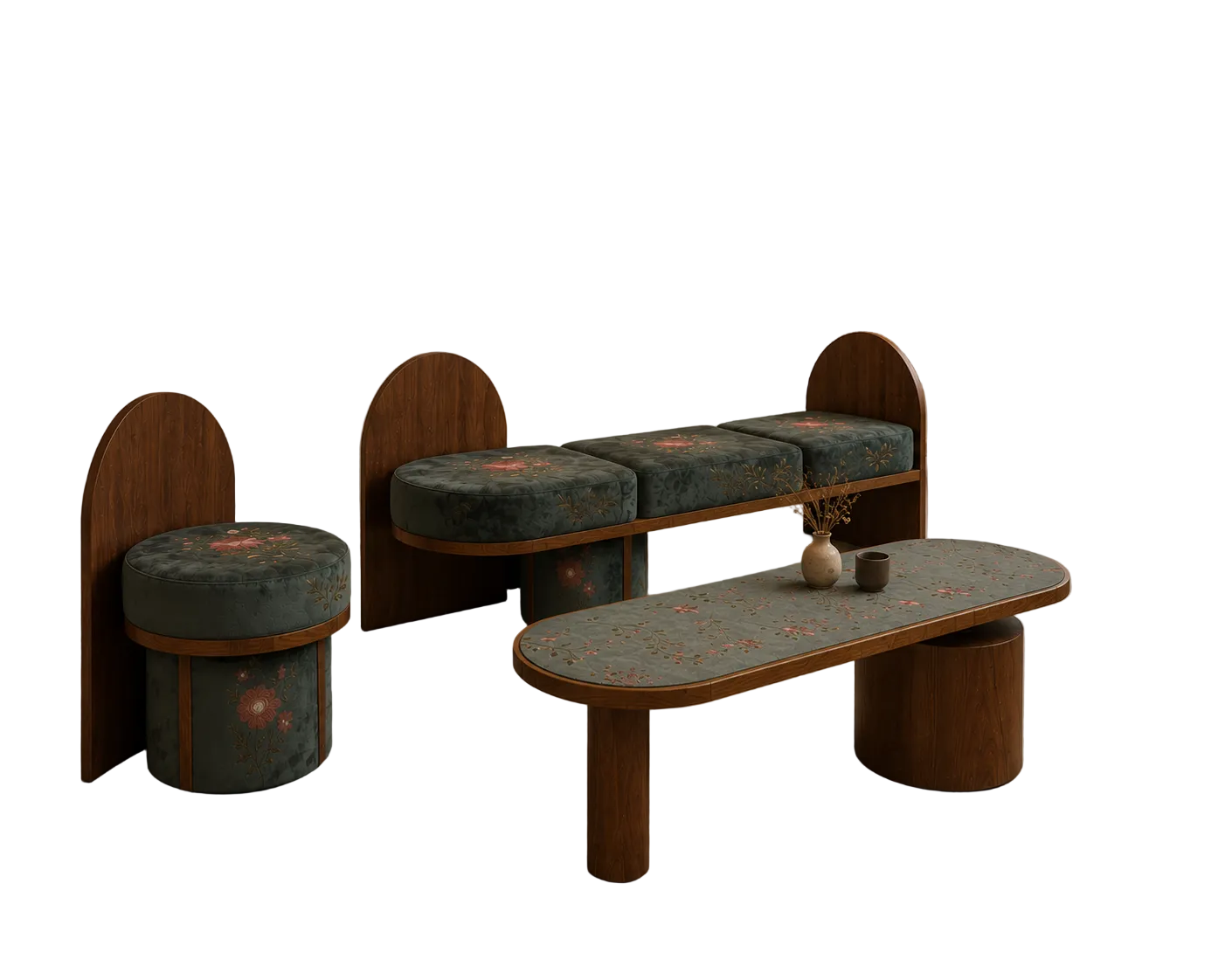 SAREF berjer & bench & sehpa SET