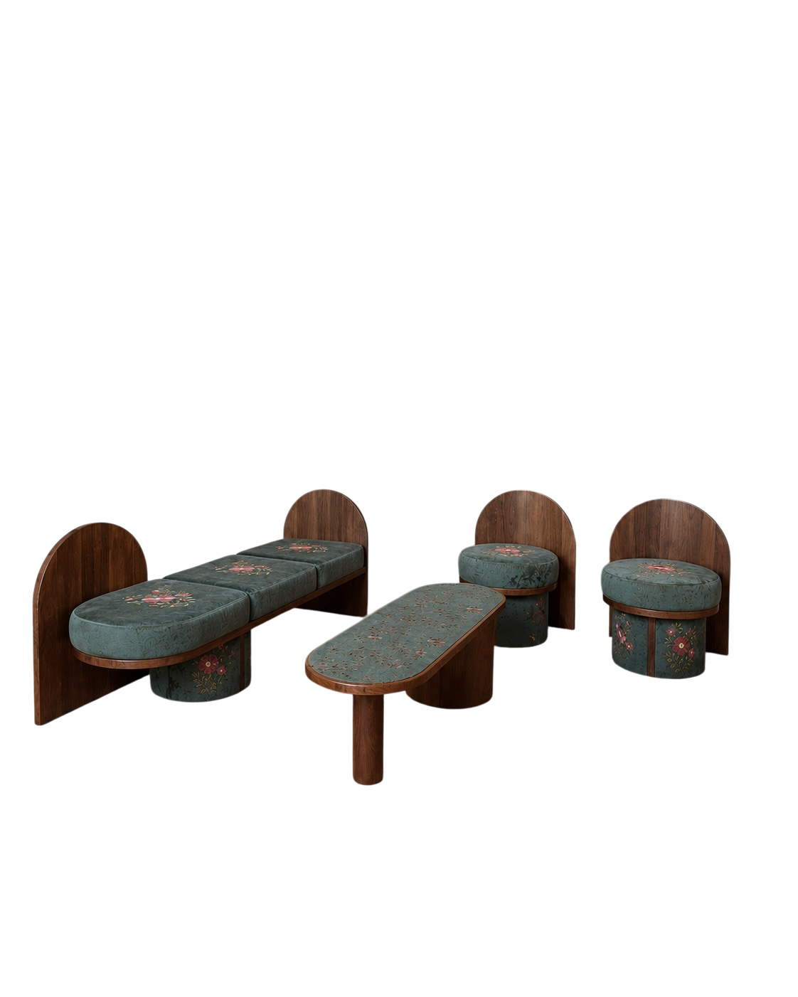 saref berjer & bench & sehpa set
